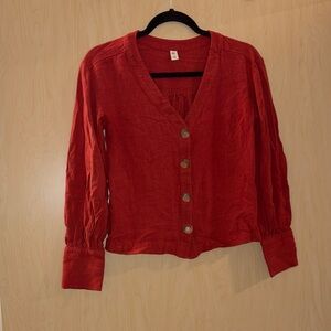 BP Deep Red V-Neck Button-Down Shirt